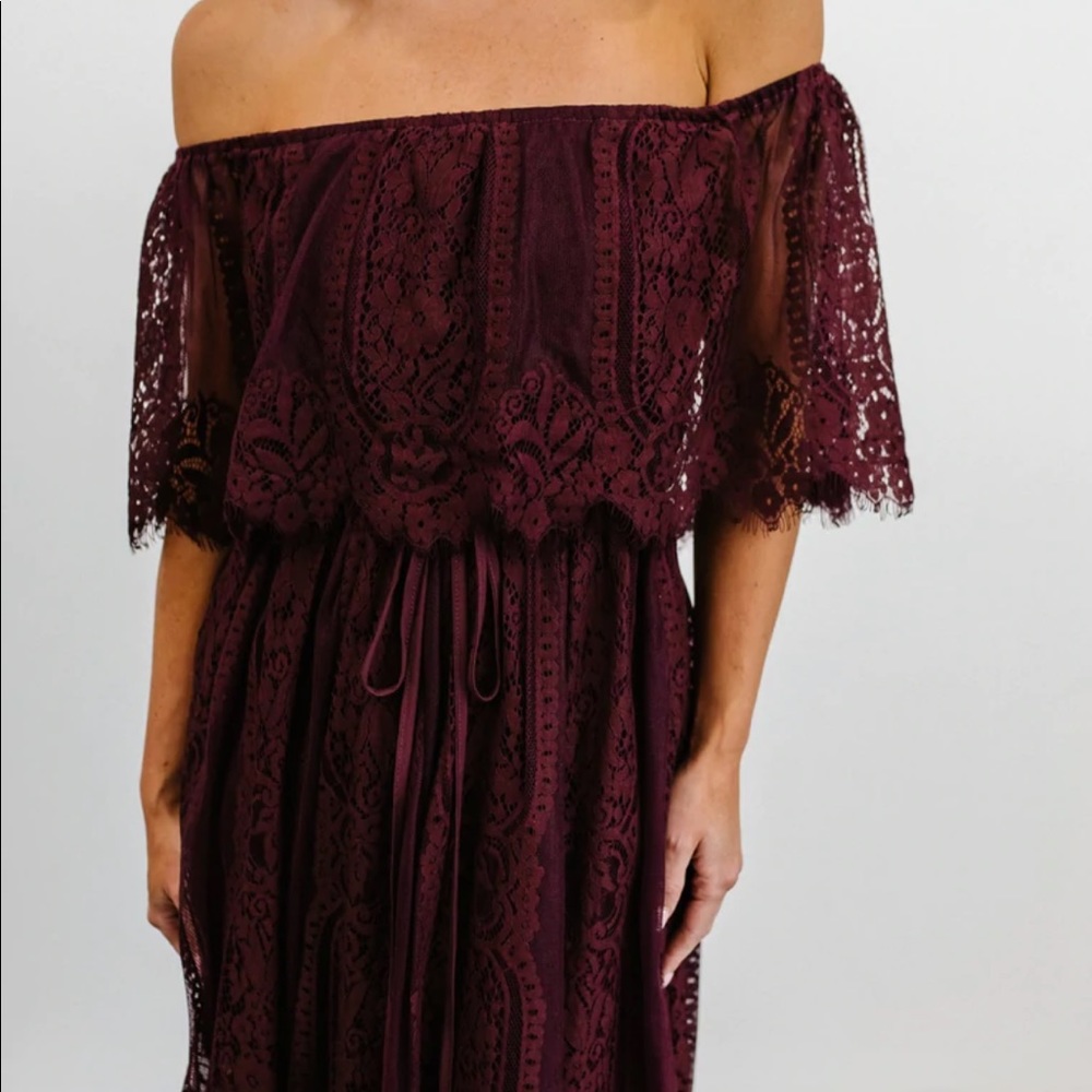Baltic Born XXL Merlot color maxi lace off the shoulder New with tags